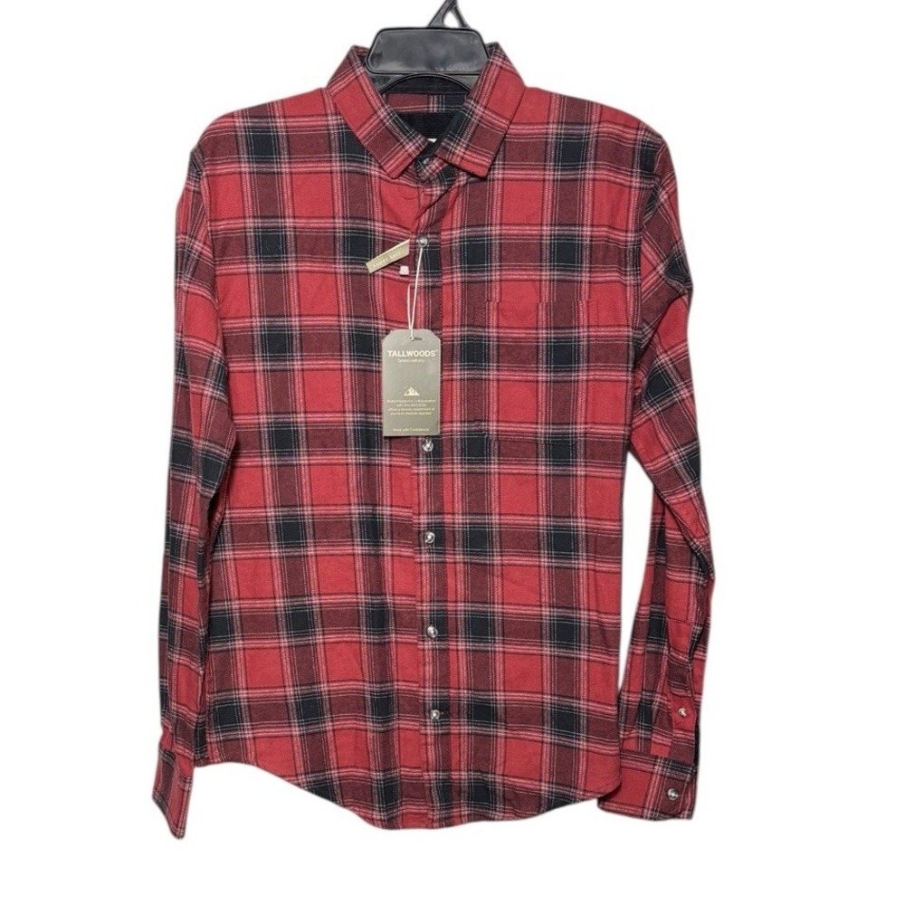 Tallwoods‎ Bruno Milano Red Plaid Flannel Button Up Men's Size Small